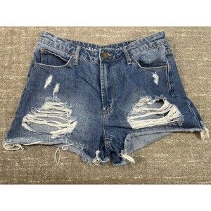 Articles of Society Womens Distressed Denim Shorts Size 27 Frayed Hem Ripped